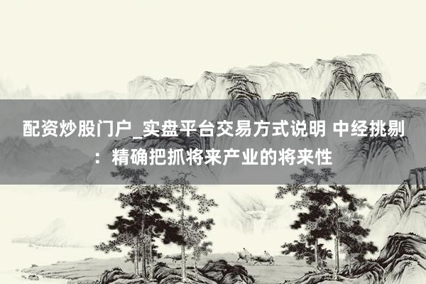 配资炒股门户_实盘平台交易方式说明 中经挑剔：精确把抓将来产业的将来性